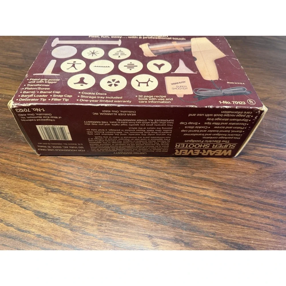 Wear-Ever Super Shooter Electric Cookie Pastry Press Gun In Box #70123 WORKS VTG